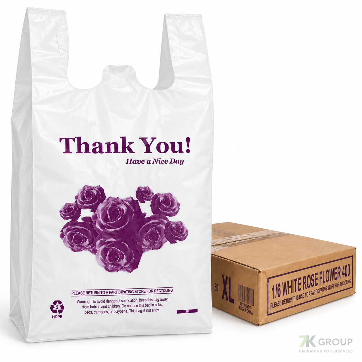 1/6 WhIte Flower Plastic Shipping Bags