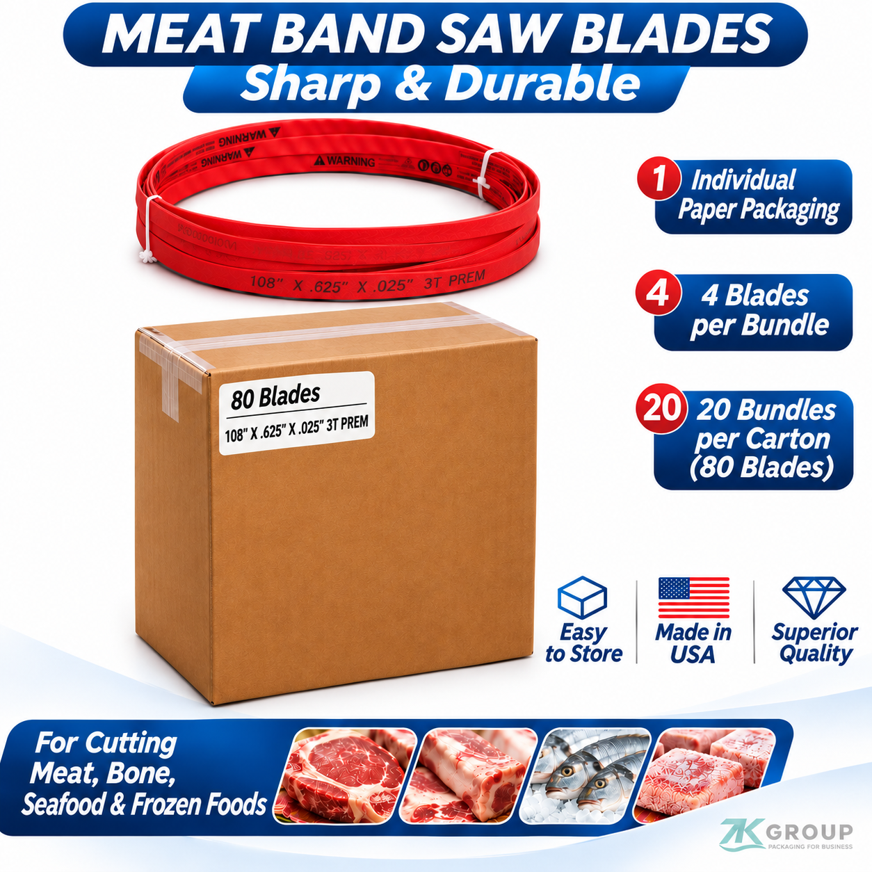 108''x5/8''x .025''x3TPI Food Bansaw Blade