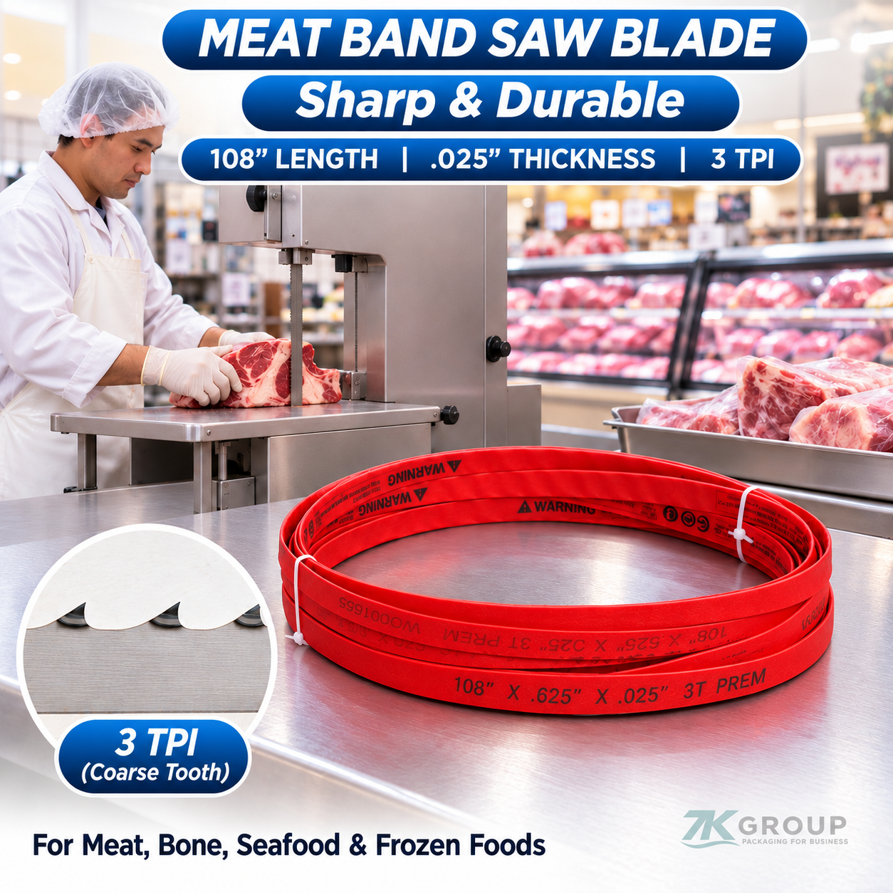 108''x5/8''x .025''x3TPI Food Bansaw Blade